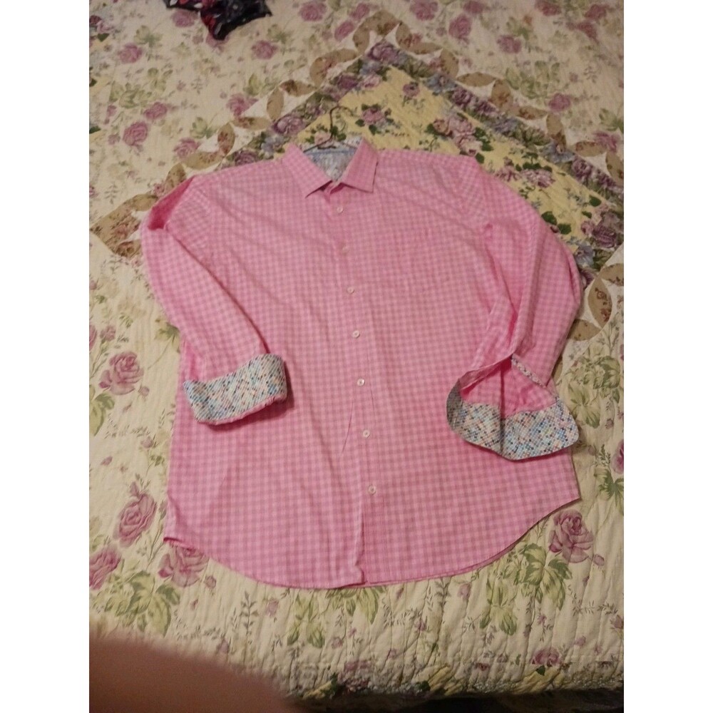 Bugatchi Uomo Dress Shirt Mens XL Long Sleeve Flip Cuffs Adult